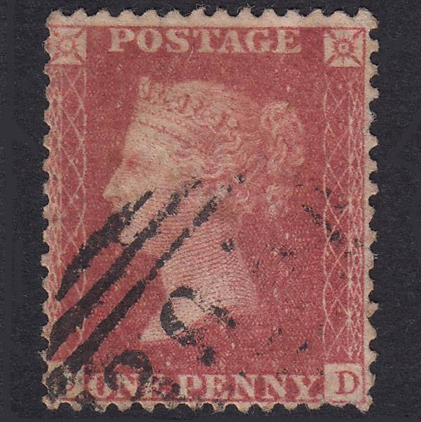 GB QV 1857 1d Rose-Red Plate 52 SG40-C10(1) CD FU