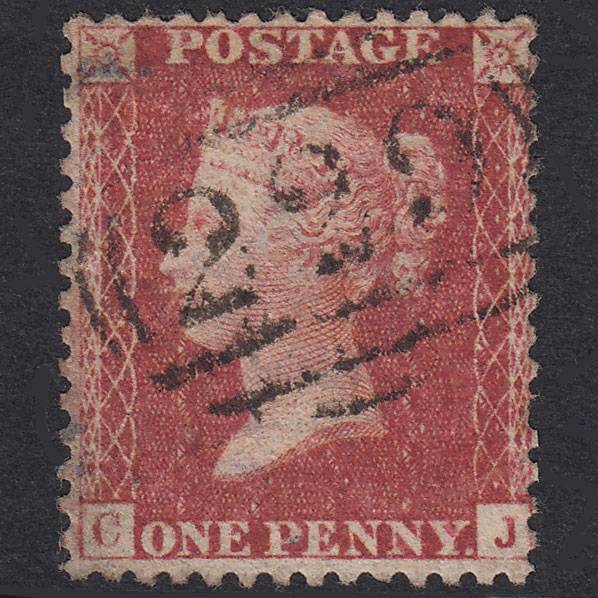 GB QV 1857 1d Rose-Red Plate 34 SG40-C10(1) CJ GU Crediton 229