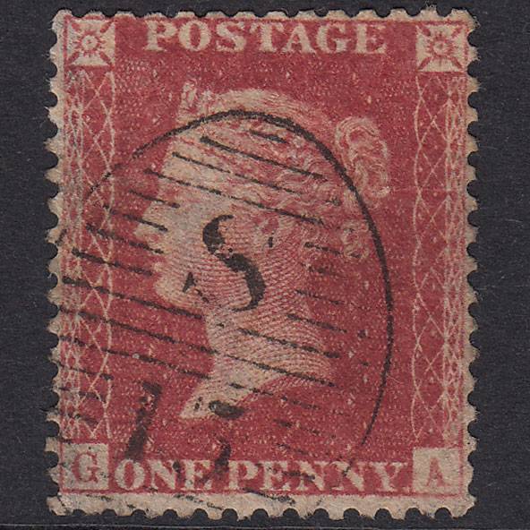 GB QV 1857 1d Rose-Red Plate 59 SG40-C10(1) GA GU London D&S S15