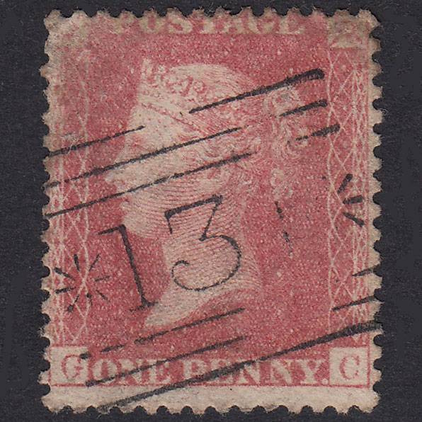 GB QV 1857 1d Pale Rose Plate 39 SG39-C10(3) GC GU Edinburgh 131