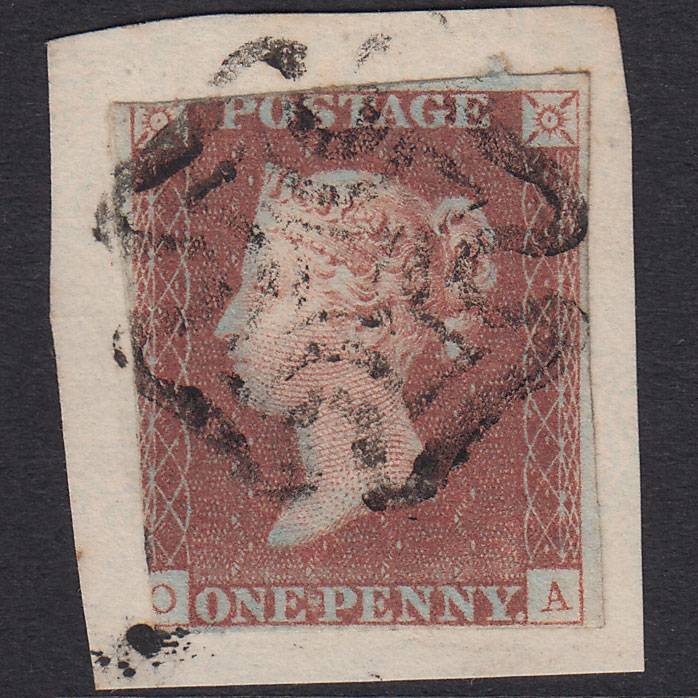 GB QV 1841 1d Red-Brown Penny Black Plate 5 SG7-A2 OA GU MX On Piece