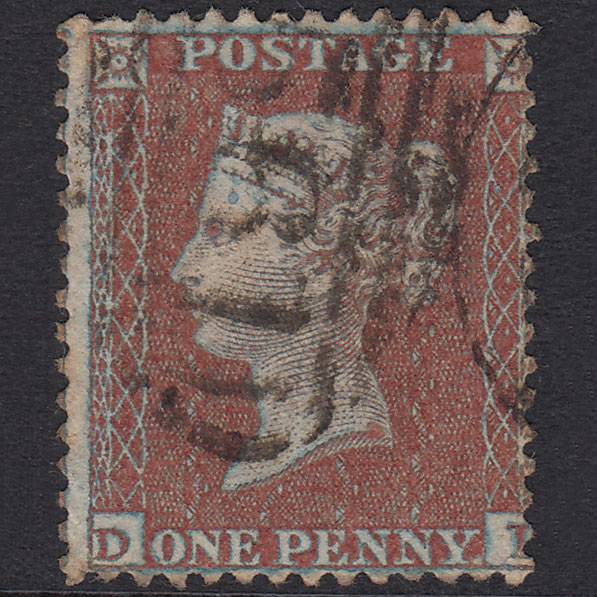 GB QV 1855 1d Red-Brown Plate 3 SGC6(1) Framed Reverse DI FU Newport 561
