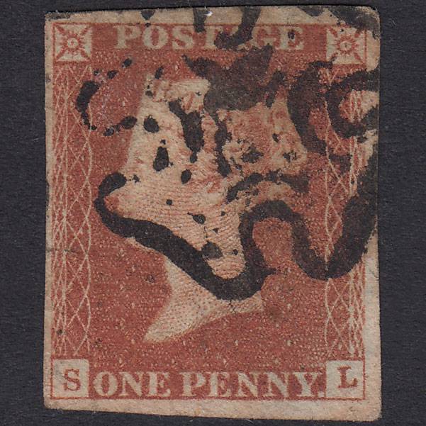 GB QV 1841 1d Red-Brown Plate 20 SG8-B1(1) SL GU 4 Margins Maltese Cross
