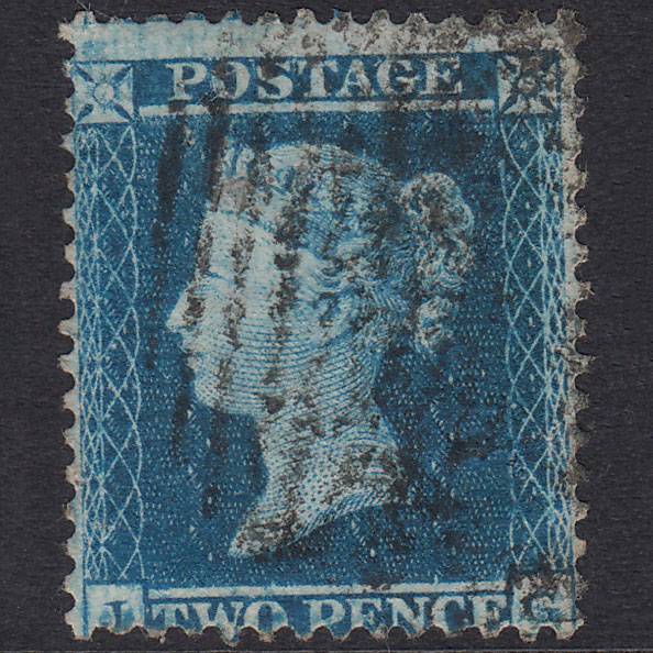 GB QV 1855 2d Blue Plate 4 SG23-F2 JG GU