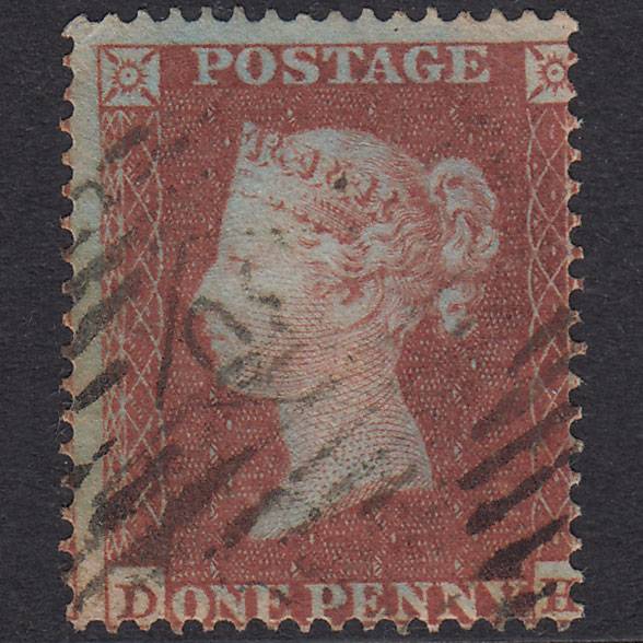 GB QV 1854 1d Red-Brown Plate 179 SG17-C1(1) DH GU London IS Cancel