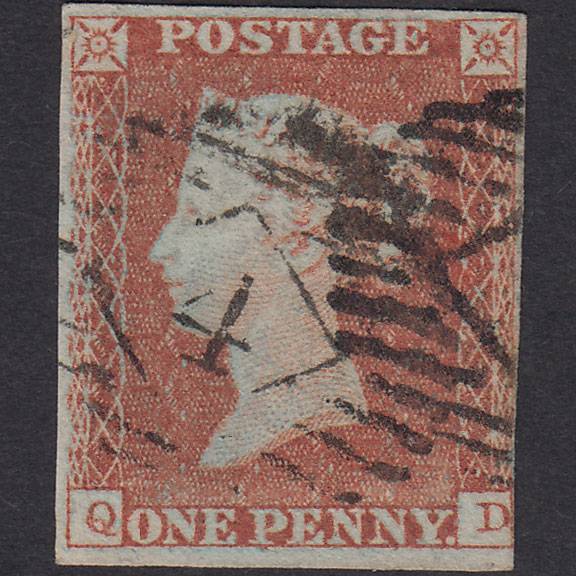 GB QV 1841 1d Plate 113 SG9-B1(3)-BS91 QD FU Nr 4 Margins London IS 4