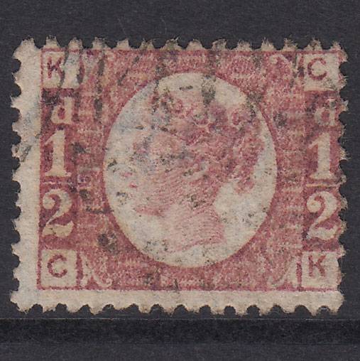 GB QV 1870 1/2d Rose-Red Plate 5 SG48-G4 CK FU Light Cancel