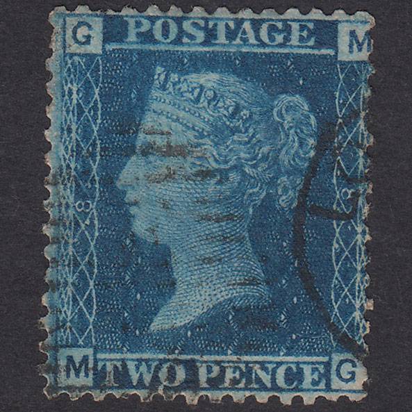 GB QV 1858 2d Blue Plate 8 SG45-G2 MG GU Light Cancel