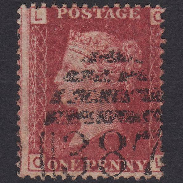 GB QV 1864 1d Lake-Red Plate 116 SG44-G1(2) OL FU Huddersfield 387