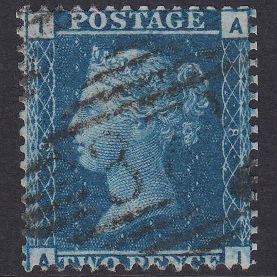 GB QV 1858 2d Blue Plate 8 SG45-G2 AI FU Parsonstown 371